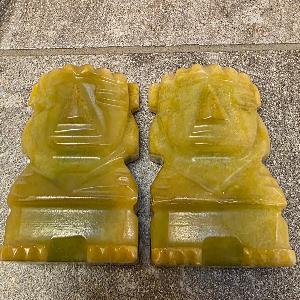 Vtg Hechoen Mexico Hand Carved Aztec Mayan Tiki Onyx Stone